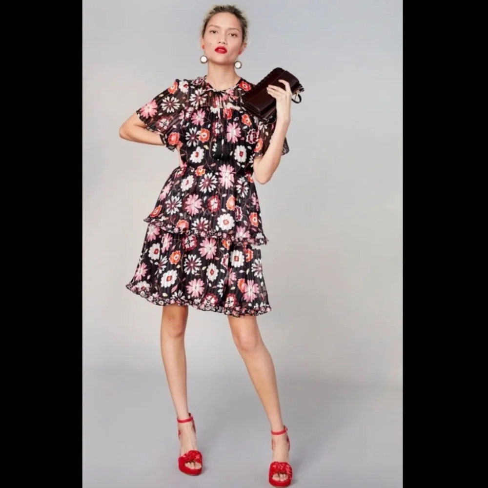 Kate Spade Casa Floral Silk Midi Dress